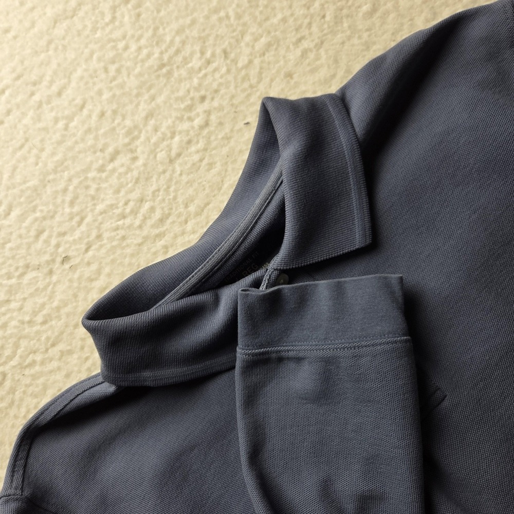 L.L. Bean Long Sleeve Polo Shirt Mens L Blue 100% Cotton Traditional Fit Top‎
